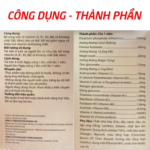Vitamin tổng hợp và khoáng chất Phagelvit Plus ROXTECH - Bổ sung sức khỏe, tăng cường sức đề kháng - Hộp 100 viên