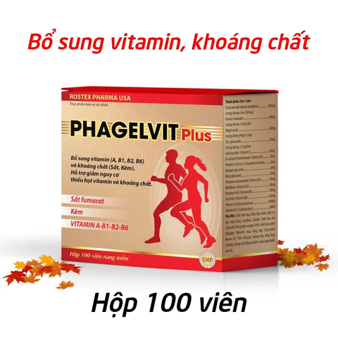 Vitamin tổng hợp và khoáng chất Phagelvit Plus ROXTECH - Bổ sung sức khỏe, tăng cường sức đề kháng - Hộp 100 viên