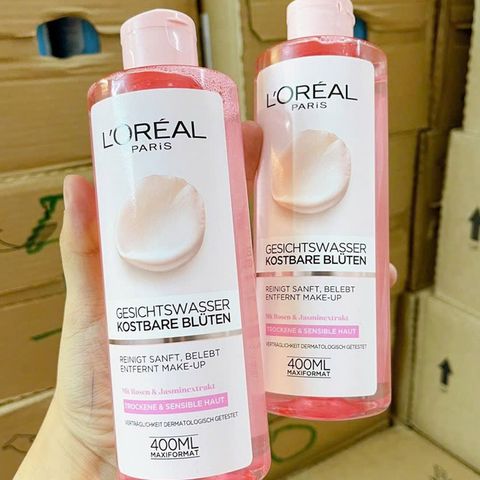 Nước Hoa Hồng L'Oreal Pháp 400ml - Toner Se Khít Lỗ Chân Lông, Cân Bằng Độ pH, Dưỡng Sáng Da, Làm Mịn Da