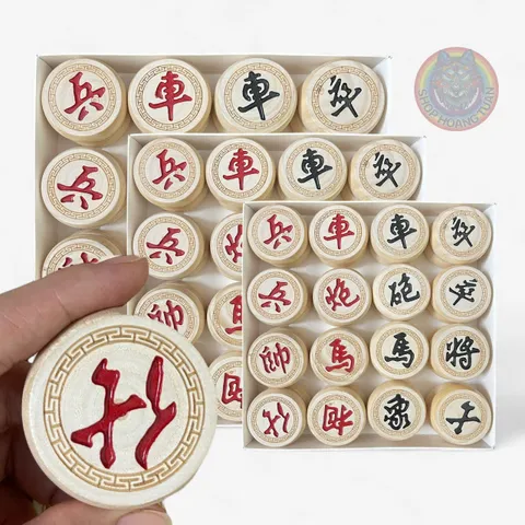 Bộ Cờ Tướng Gỗ Tự Nhiên Khắc Chìm Ký Tự - Cờ Gỗ Bạch Dương Cao Cấp [BDV] - Đồ Chơi Giải Trí Trí Tuệ cho Gia Đình