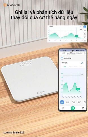 Cân điện tử Lumias Scale G25 - Cân sức khỏe thông minh, hiển thị LED, kết nối MiHome, tối đa 180kg, kiểu dáng hiện đại