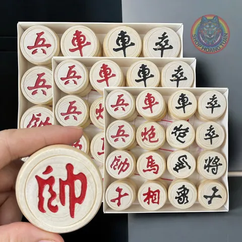 Bộ Cờ Tướng Gỗ Bạch Dương Tự Nhiên Khắc Chìm - Giải Trí Truyền Thống, Kích Thước Đa Dạng, Quà Tặng Thú Vị