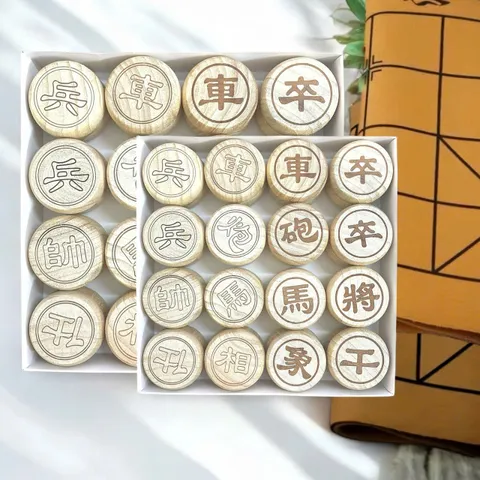 Bộ Cờ Tướng Gỗ Long Não Thơm - Quân Cờ Dập 2 Mặt Chất Lượng Cao, Đồ Chơi Giải Trí Nghệ Thuật Văn Hóa Truyền Thống