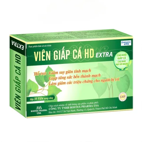 Viên Giấp Cá HD Extra - Thực Phẩm Chức Năng Giảm Táo Bón Tiêu Trĩ Tự Nhiên - 30 Viên Hỗ Trợ Sức Khỏe Đường Tiêu Hóa