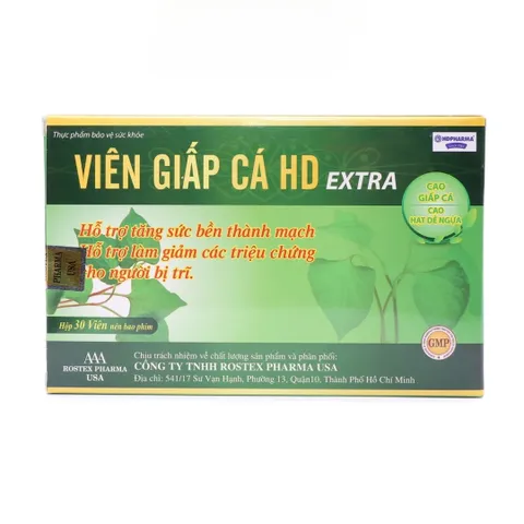 Viên Giấp Cá HD Extra - Thực Phẩm Chức Năng Giảm Táo Bón Tiêu Trĩ Tự Nhiên - 30 Viên Hỗ Trợ Sức Khỏe Đường Tiêu Hóa
