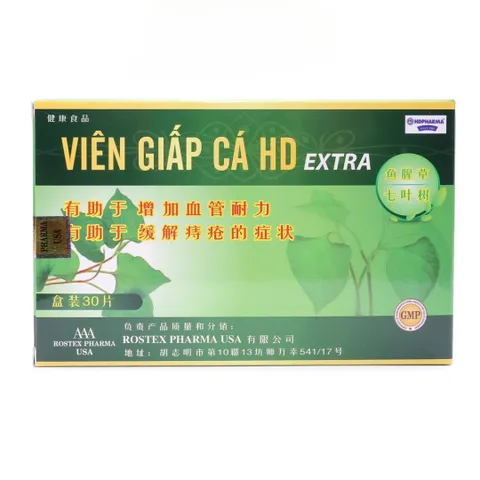 Viên Giấp Cá HD Extra - Thực Phẩm Chức Năng Giảm Táo Bón Tiêu Trĩ Tự Nhiên - 30 Viên Hỗ Trợ Sức Khỏe Đường Tiêu Hóa