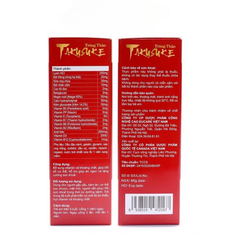 Viên Uống Đông Trùng Hạ Thảo Takusuke EUCARE - Bổ Sung Vitamin & Khoáng Chất, Tăng Cường Sức Khỏe, Cải Thiện Miễn Dịch - 60 Viên