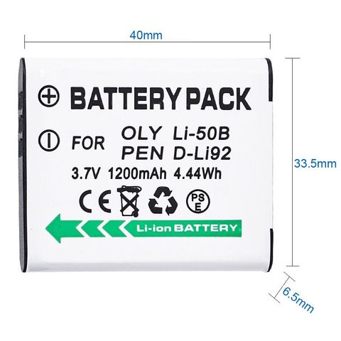 Pin Máy Ảnh Olympus Li-50B, Dùng Cho Pentax D-Li92, Casio CNP-150 - Pin Lithium Chất Lượng Cao, Bảo Vệ Thông Minh