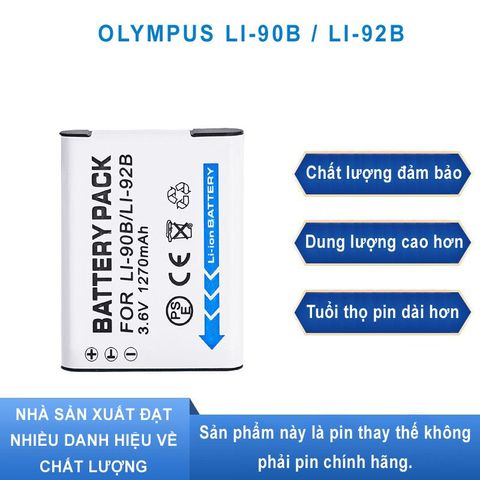 Pin Máy Ảnh Olympus Li-90B/92B - Pin Lithium 3.7V cho Stylus SH-1, SH-2, SH-3, SH-50, SH-60, TG-1 Tough và Nhiều Mẫu Khác
