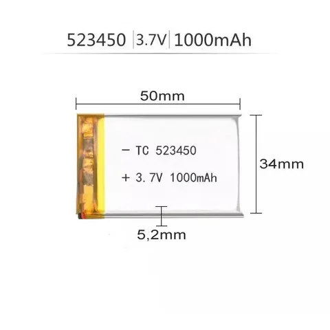 Pin Sạc 1000mAh 523450 với Mạch Bảo Vệ - Thiết Bị Phụ Kiện Số, Dung Lượng Cao, Sạc Nhanh, Bảo Vệ An Toàn