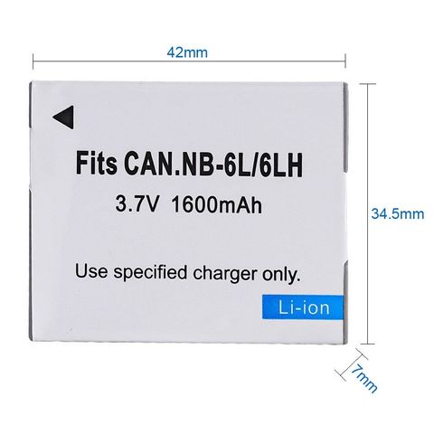 Pin Máy Ảnh Canon NB-6L 3.7V 1600mAh - Tương Thích với Canon PowerShot D10, D20, ELPH 500, S90, S95, SD1200 IS, SD3500 IS