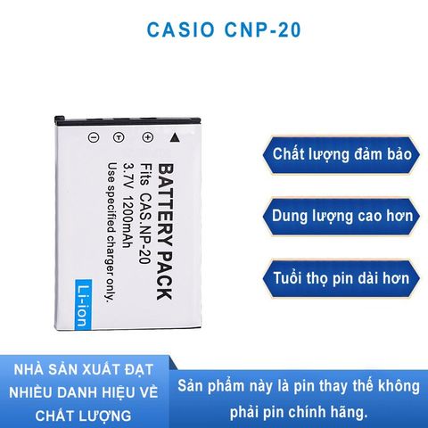 PIN Máy Ảnh CASIO CNP-20/NP-20 Lithium Cho Exilim EX-Z60, EX-Z65, EX-Z70, EX-Z75, EX-Z77 - Thay Thế Pin Chất Lượng Cao