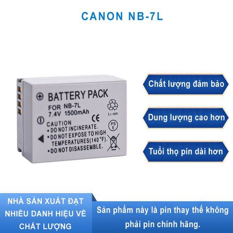Pin máy ảnh Canon NB-7L Lithium - Tương thích Powershot G10, G11, G12, SX30IS, PC1305 - Chất lượng cao và bền lâu