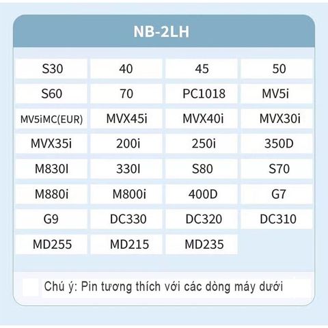 Pin Máy Ảnh Canon NB-2L (NB-2LH) - Dung lượng cao cho Canon EOS 350D, 400D, PowerShot G7, G9, S50, S60, S70, S80