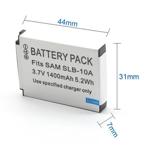Pin Máy Ảnh Lithium SAMSUNG SLB-10A & JVC BN-VH105 1400mAh - Tương Thích với ES50, ES55, EX2F, HMX-U100BP và Nhiều Model Khác