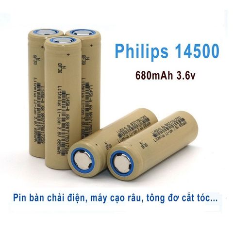 Pin Sạc Philips 14500 3.6V 680mAh - Dành cho Bàn Chải Đánh Răng, Tông Đơ, Máy Cạo Râu - Hiệu Suất Cao và Bền Bỉ