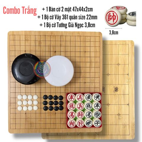 Combo Cờ Tướng và Cờ Vây 2 Mặt - Bộ Đồ Chơi Trí Tuệ Cao Cấp Kèm Bàn Cờ Trúc 47x44cm Dành Cho Trẻ Em 3+