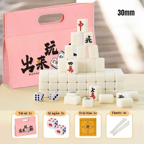 Combo 144 Quân Bài Mạt Chược Size #30 Kèm Phụ Kiện - Cờ Mahjong Chất Liệu Nhựa Melamin, Đồ Chơi Sưu Tầm Giải Trí Thú Vị
