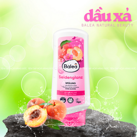 Bộ Dầu Gội Xả Balea Nature Beauty - Dưỡng Tóc Xỉn Màu Thiếu Sức Sống, Tóc Mềm Mượt, Thuần Chay, Không Silicone, Hương Đào Tươi Mát