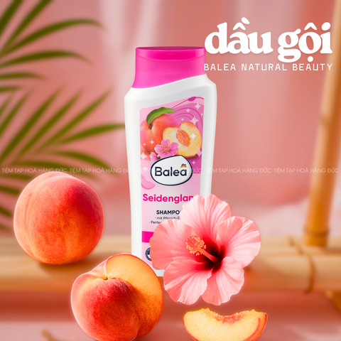 Bộ Dầu Gội Xả Balea Nature Beauty - Dưỡng Tóc Xỉn Màu Thiếu Sức Sống, Tóc Mềm Mượt, Thuần Chay, Không Silicone, Hương Đào Tươi Mát