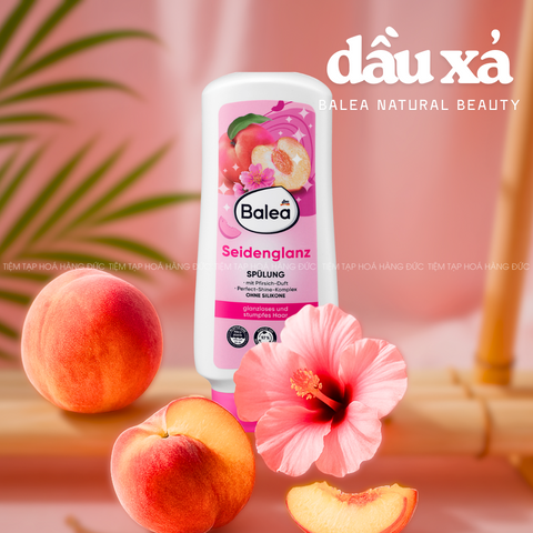 Bộ Dầu Gội Xả Balea Nature Beauty - Dưỡng Tóc Xỉn Màu Thiếu Sức Sống, Tóc Mềm Mượt, Thuần Chay, Không Silicone, Hương Đào Tươi Mát