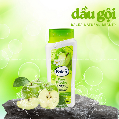 Dầu Gội Balea Pure Frische - Chăm Sóc Tóc Dầu & Khô Ngọn, Vegan, Chiết Xuất Táo Xanh, Làm Sạch Nhẹ Nhàng, Không Silicone