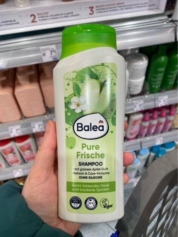 Dầu Gội Balea Pure Frische - Chăm Sóc Tóc Dầu & Khô Ngọn, Vegan, Chiết Xuất Táo Xanh, Làm Sạch Nhẹ Nhàng, Không Silicone