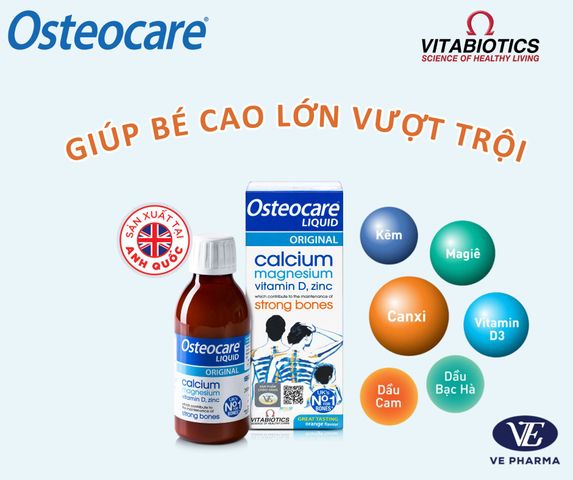 Canxi Dạng Nước Osteocare 200ml - Sản Phẩm Bổ Sung Canxi Tự Nhiên Dễ Dàng Hấp Thụ Cho Trẻ Em và Người Cao Tuổi, Hàng Chuẩn Anh