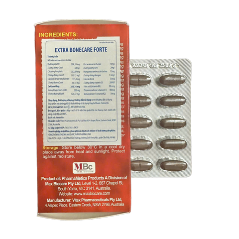 Viên Uống Extra Bonecare Forte Bổ Sung Canxi & Vitamin Hỗ Trợ Xương Chắc Khỏe - Hộp 60 Viên Dành Cho Người Lớn và Trẻ Em