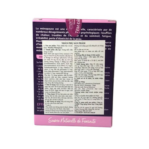Viên uống hỗ trợ nội tiết Manhae Pháp - Cân bằng hormone, cải thiện tâm trạng và sức khỏe sinh lý cho phụ nữ