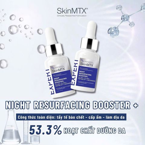 Serum Tẩy Da Chết Tầng Sâu SkinMTX Night Resurfacing Booster+ 15ml - Giấc Ngủ Làm Đẹp, Da Mịn Màng, Sáng Khỏe Tức Thì