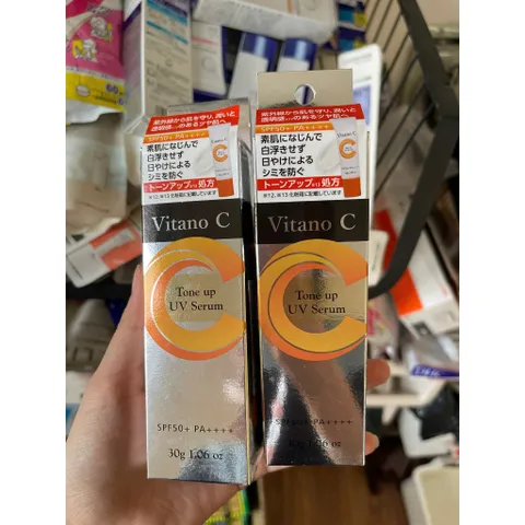 Kem Chống Nắng Nâng Tone Vitano C SPF 50++++ 30g - Kem Chống Nắng Nhật Bản, Chống UV, Dưỡng Da Sáng Mịn, Phù Hợp Mọi Loại Da