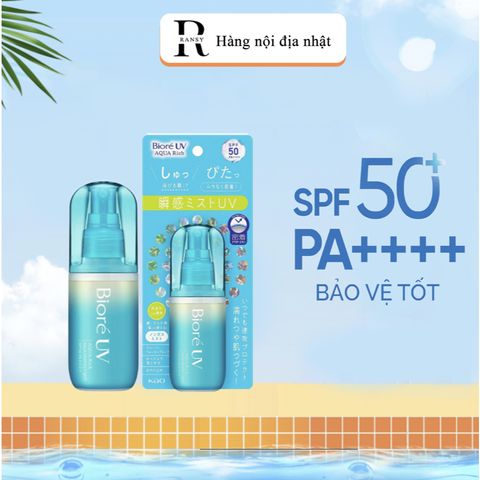 Xịt Chống Nắng Biore UV Aqua SPF50 PA++++ - Xịt Khoáng Nhật Bản Chống Nắng, Dưỡng Da và Sáng Da 60ml