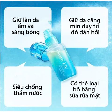 Xịt Chống Nắng Biore UV Aqua SPF50 PA++++ - Xịt Khoáng Nhật Bản Chống Nắng, Dưỡng Da và Sáng Da 60ml