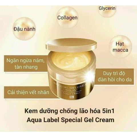 Kem Dưỡng Da Shiseido Aqualabel Special Gel Cream 5 Trong 1 - Chống Nám, Tàn Nhang, Cấp Ẩm, Ngừa Nếp Nhăn, Dành Cho Da Khô, Không Đều Màu