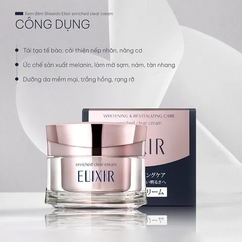 Kem Dưỡng Da Ban Đêm Elixir Enriched Cream Shiseido 45g - Tái Tạo Da, Dưỡng Ẩm, Xuất Xứ Nhật Bản
