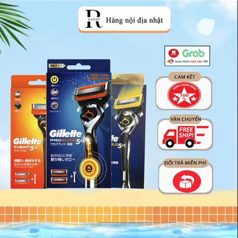 Dao cạo râu Nhật Bản Gillette Fusion Proglide 5 lưỡi cao cấp với cán và đầu bảo vệ - trải nghiệm cạo râu mượt mà, hiệu quả.
