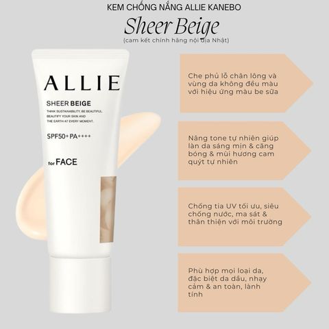 Kem Chống Nắng Allie Kanebo for Face 40g - Kiềm Dầu Nâng Tone Da Hiệu Quả, Chống Nước Nhật Bản Chất Lượng Cao