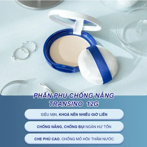 Phấn Dưỡng Trắng Da Chống Tia UV TRANSINO SPF 50+ 12g - Giữ Làn Da Sáng Bóng, Chống Nắng Hiệu Quả cho Mọi Loại Da