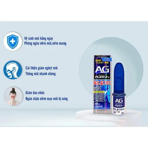 Xịt Xoang Nghẹt Mũi AG Allercut DAIICHI SANKYO 15ml - Giảm Dị Ứng, Thoáng Mũi, Hỗ Trợ Hô Hấp - Sản Phẩm Nội Địa Nhật Bản