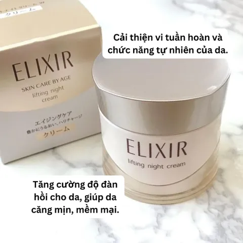 Kem dưỡng đêm nâng cơ Elixir Skin Care By Age Lifting Night Cream 40g - Giúp tái tạo và nuôi dưỡng làn da, sản phẩm nội địa Nhật Bản.