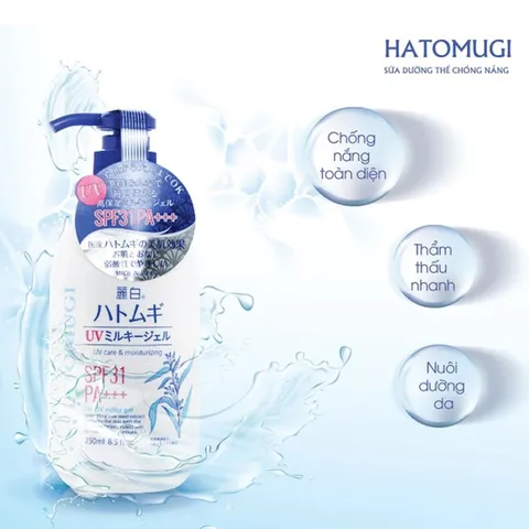Sữa Dưỡng Thể Ban Đêm Hatomugi Hạt Ý Dĩ Nhật Bản 400ml - Dưỡng ẩm, Làm Trắng Da, Chỉ Số Chống Nắng SPF 31 PA+++