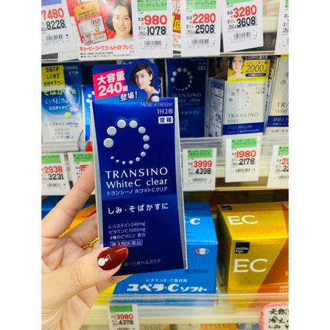 Viên Uống Trắng Da Transino White C Clear 240 Viên - Sáng Da, Mờ Nám, Tàn Nhang, Hỗ Trợ Làm Đẹp Da Nhật Bản