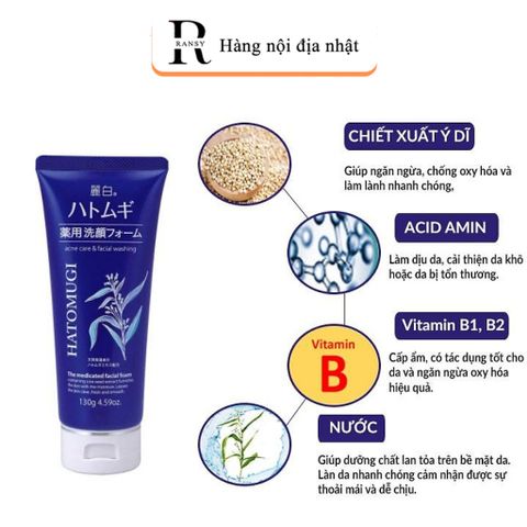 Sữa Rửa Mặt Hatomugi Dưỡng Da Ngừa Mụn - Chiết Xuất Ý Dĩ Nhật Bản, Giúp Da Sáng Mịn, Khỏe Mạnh - Naturie Hatomugi