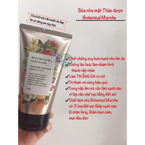 Sữa Rửa Mặt Botanical Marche 120g - Tẩy Trang Sạch Sâu, Dịu Nhẹ Với Thảo Mộc Thiên Nhiên Từ Nhật Bản Cho Da Nhạy Cảm
