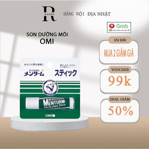Son Dưỡng Môi Omi Menturm Nhật Bản - Giữ ẩm, Chống Nẻ Môi, Vitamin E, Tinh Dầu Bạc Hà, Dưỡng Môi Mềm Mại, Chăm Sóc Sắc Đẹp