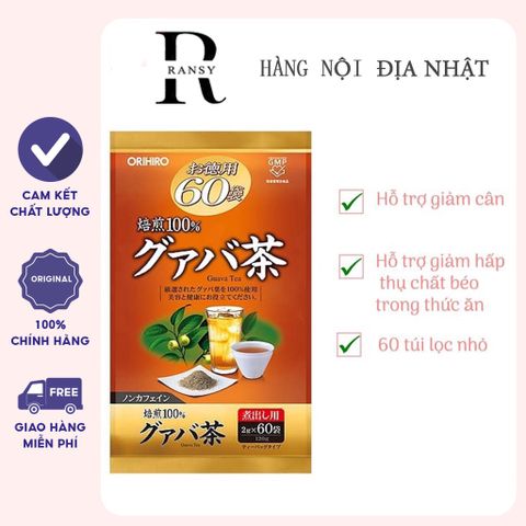 Trà Lá Ổi ORIHIRO Nhật Bản Hỗ Trợ Giảm Cân - Gói 60 Túi Tự Nhiên, Nguyên Chất, Không Tạp Chất