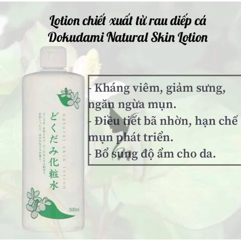 Nước Hoa Hồng Diếp Cá Chinoshio Dokudami 500ml - Lotion Chăm Sóc Da Mặt Nhật Bản Giúp Se Khít Lỗ Chân Lông và Giảm Mụn Da Nhạy Cảm