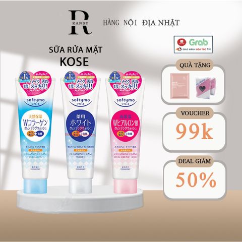Sữa Rửa Mặt Kose Softymo Nhật Bản 220gr - Dưỡng Trắng, Trẻ Hóa Da, Chiết Xuất Tự Nhiên, Làm Sạch Sâu, Ngừa Mụn