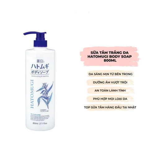 Sữa Tắm Hatomugi 800ml - Dưỡng Ẩm Trắng Da Chiết Xuất Hạt Ý Dĩ - Sản Phẩm Chăm Sóc Da Hiệu Quả Từ Nhật Bản